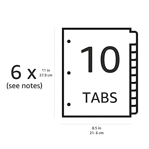 Image of AmazonBasics Numeric Paper Binder Dividers, 10 Tab, 6 /Pack