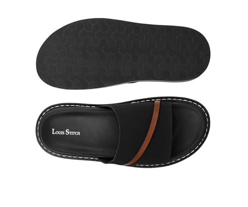 Image of LOUIS STITCH Comfortable Men's Sandals | Lightweight Casual Stylish Slip-On Slides Sandals| Everyday Wear Sandals with PU Cushion Sole | LSOF-21