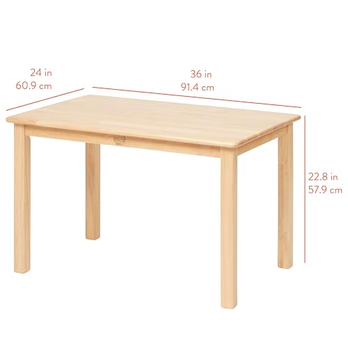 Image of Back2School Express Wooden Activity Table and 2 Chairs Set for Kids, Natural Wood Furniture, 24x36 Inch Rectangular Table with 12 Inch Chairs