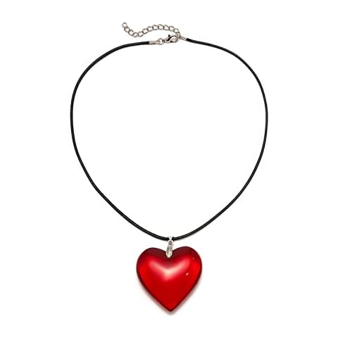 Big Heart Pendant Choker Necklaces - Chunky Glass Puffy Heart Choker Necklace for Women Y2K Grunge Jewelry Gifts (red heart) Cover