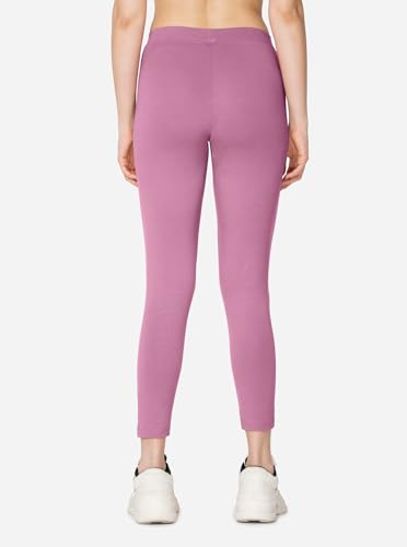Image of VSTAR PL02 Women Ankle Length Stretchable Slim Fit Leggings with Secured Side Pocket | Moisture-Wicking | Soft Waistband & Cotton-Elastane Fabric | XL | Wild Rose