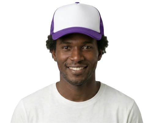 Image of NYFASHION101 Plain Mesh Trucker Hat - Breathable 6-Panel Daily Snapback Cap, Customizable Ideal for DIY Embroidery & Patches