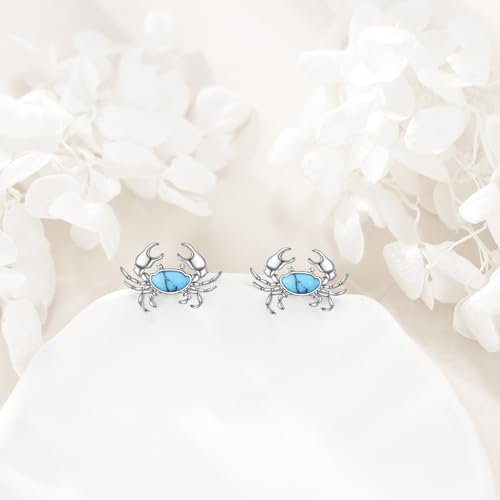 Boucles d'oreilles crabe turquoise en argent pour vos vacances
