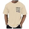 Men's Oversize Short Sleeve T-Shirt Crew Neck Sports Shirt with Back Print Vintage Print Streetwear Oversized Casual Top Summer Tops Y2K Cotton Tee Shirts Print Long Shirt, beige, XXL #4