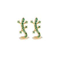 20G Green CZ Gecko Stud Earrings for Women Sterling Silver Post Cubic Zirconia Crystal Helix Screw Back Tragus Cartilage Ear Piercing Dainty Barbell Fashion Animal Body Jewelry Gifts