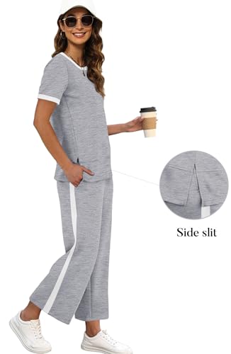 Image of XIEERDUO Women's 2 Piece Outfits Summer Lounge Sets Side Slit Loungewear