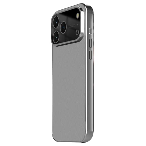 Étui pour iPhone 17/17 Pro/17 Air/17 Pro Max style cuir et verre trempé gris