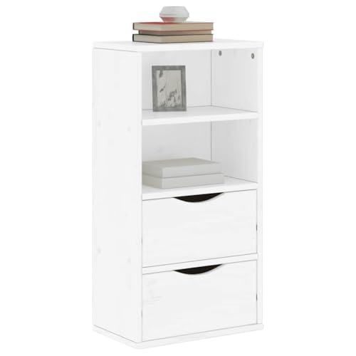 Lumanois Armoire latérale tiroirs ODDA Blanc 40x24x79 cm Bois Massif pin Buffets & bahuts Blanc,4103594