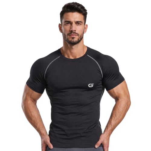 Image of GYMIFIC Men's Compression T-Shirt | Half Sleeve Gym Workout T Shirt for man | Round Neck Quick Dry Stretch Athletic Sports Tee