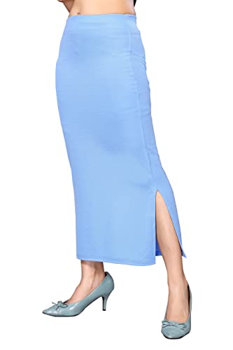 Image of Yashika Women Yashika Women's Full Elastic Lycra Blend Saree Shapewear Petticoat(New-Shape Sky Blue-XL)