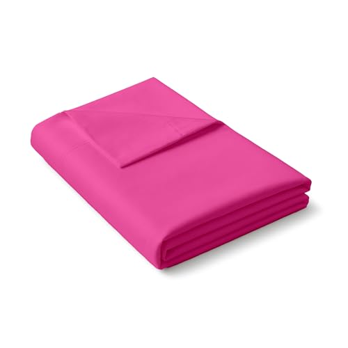 Image of Hot Pink Full Flat Sheet Only, Soft 100% Cotton Top Sheets | Sateen Weave 1 Piece Cool & Breathable Luxury Hotel Quality Bed Sheets, Extra Soft and Comfy - Wrinkle Free Bedsheet