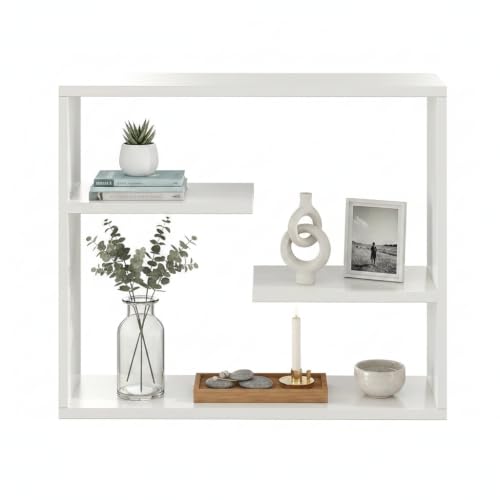 Image of FURNEASER Wooden Wall Shelves for Living Room, Hanging Decoration & Corner Display Shelf, Modern & Stylish Bookcase Bookshelf for Home Office Wall Decoration (WS-KRK)