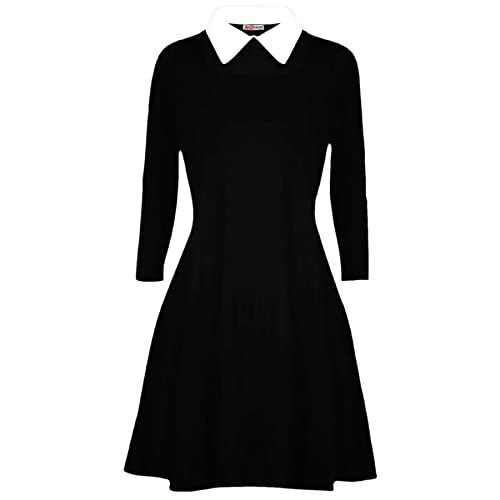 A2Z 4 Kids Mädchen Schwingen Kleiden Lang Ärmel Peter Pan - Swing Dress 650 Black 7-8 Cover