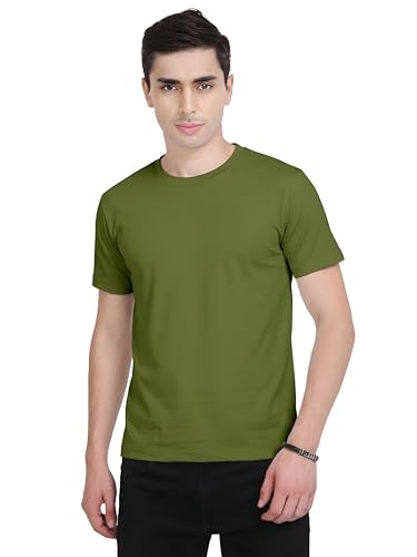 Image of Men's Plain Cotton Crew Neck T-Shirt Regular Fit Short Sleeve Tee
