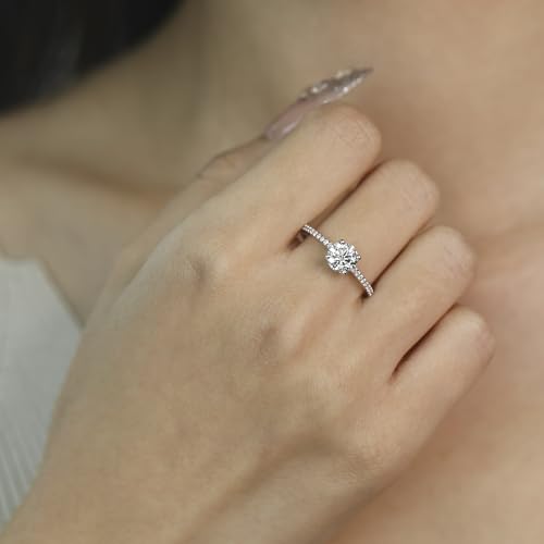 AGVANA Vows in Brilliance 0.4-1.2 Ct. Tw. Lab Grown Diamond Solitaire Ring in Sterling Silver (0.3-1 Carat Main Stone) Engagement Promise Anniversary Wedding Ring for Women (D-E Color, VS Clarity)3