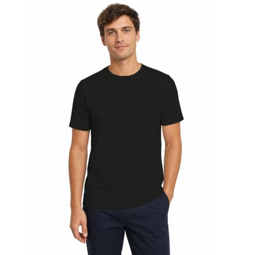Image of 100% Cotton Premium Crew Neck T-Shirt, Classic Tee for Men Short Sleeve | No Poking Labels, Ultra-Soft, Breathable, Everyday Essential, All Day Active Wear