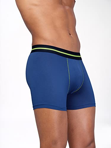 Image of TECHNOSPORT Men's Colorblock Trunks Underwear with ElastoLITE 4 Way Stretch Lightweight Breathable Moisture Wicking Soft Anti Odour Anti Microbial Comfort Fit Boxer Briefs Innerwear for Men