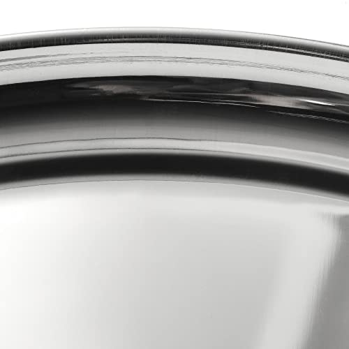 COM-FOUR 2x stainless steel serving tray - round tray for serving and decorating - shiny serving tray (2 pieces - around 33cm with border) - Image 4
