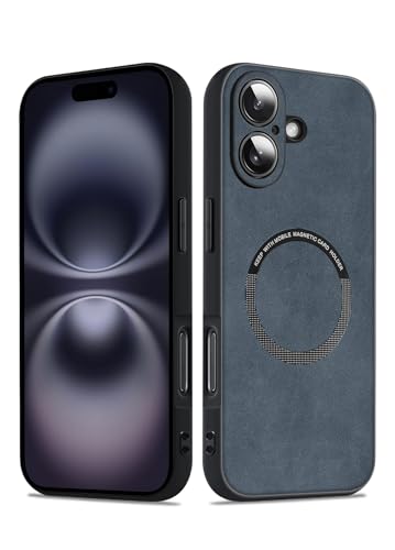 Coque iPhone 16 MagSafe en daim bleu légère pour le quotidien
