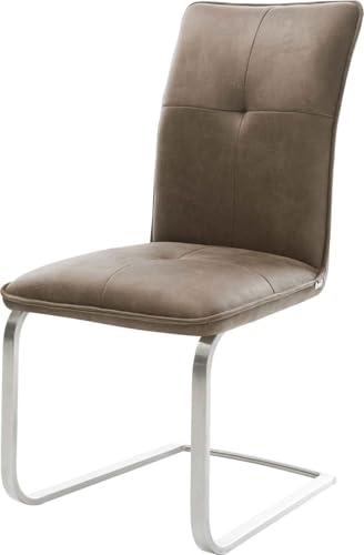 DELIFE Schwingstuhl Maddy-Flex Freischwinger flach Edelstahl Mikrofaser...