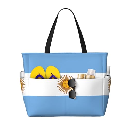 Sac à bandoulière imperméable drapeau argentin grand sac fourre-tout de plage noir