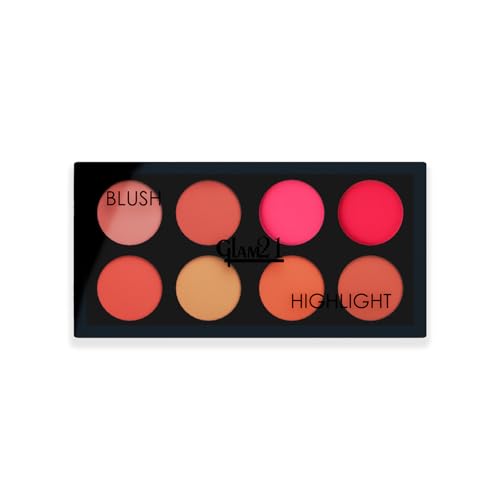 Image of Glam21 Blush & Highlighter Palette|Silky Smooth Pigments for Long-Lasting Shimmer Glow | Buildable Radiance | Lightweight & Blendable Formula | Suitable for All Indian Skin Tones | 21.5 gm - Ralph -03