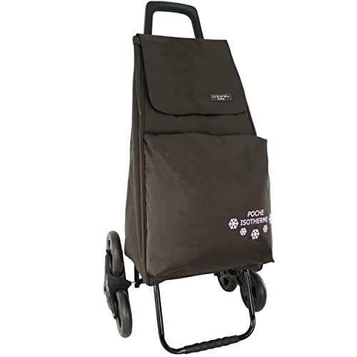 Chariot de Courses Isotherme 6 Roues imperméable, Caddie-de-Course à 3 Roues Solide par côté, Pliable, léger, Poussette de marché, Caddies-de-Course 6 roulettes Monte escalier, Grande capacité 50L