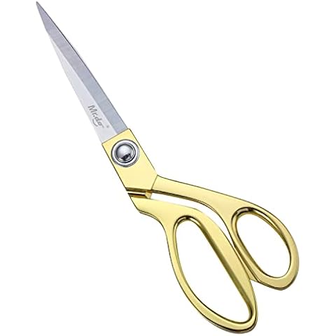 Mr.do Dressmaking Scissors Professional Fabric Scissors Stainless Steel Sharp Scissors with Plating Handle for Sewing Fabric Textile Multi-Purpose Scissors Household Scissors (9 Inches, Gold) Cover