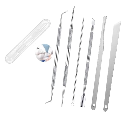 6 PCS Ingrown Toenail Treatment,Ingrown Toenail Removal Kit Under Nail Cleaner Tool Nail Cleaner Tool Toenail Kit Manicure Treatment Pedicure Tools For Feet Under Nail Cleaner Correction Polish Pain