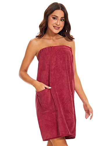 Image of Kniffi Shower Wrap Robe for Women Bath Body Towel Wrap Spa Soft bathrobe with Adjustable Snap Closure