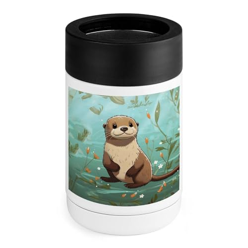 Enfriador de latas de 12 onzas, enfriador portátil de latas de cerveza de acero inoxidable con estampado de dibujos animados para refrescos, coca cola, jugo, etc