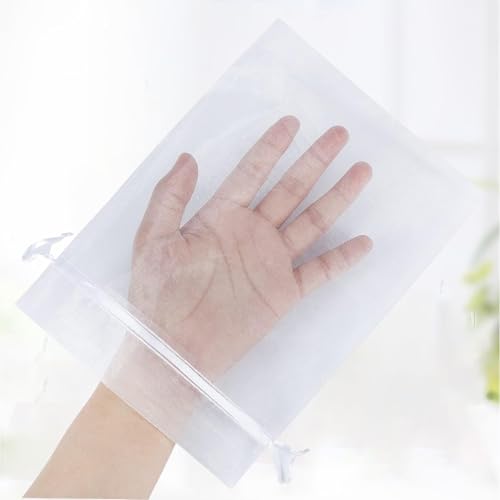 Image of Dealglad 50pcs Drawstring Organza Jewelry Candy Pouch Christmas Wedding Party Favor Gift Bags (6x8 inch, White)