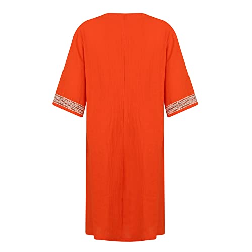 OIOLOYJM Plus Size Summer Dresses for Women 2025 Plus Size Dresses for Curvy Women 3/4 Sleeve Casual Boho Kaftan Dresses