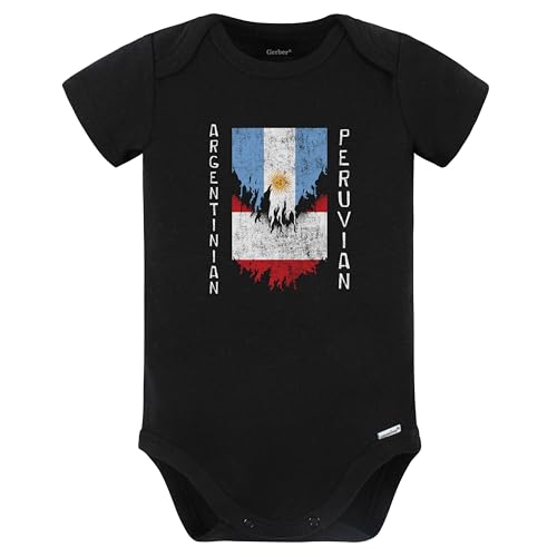 Really Awesome Shirts Argentinian Peruvian Flags Ripped Torn Argentina Peru Baby Bodysuit (Black)
