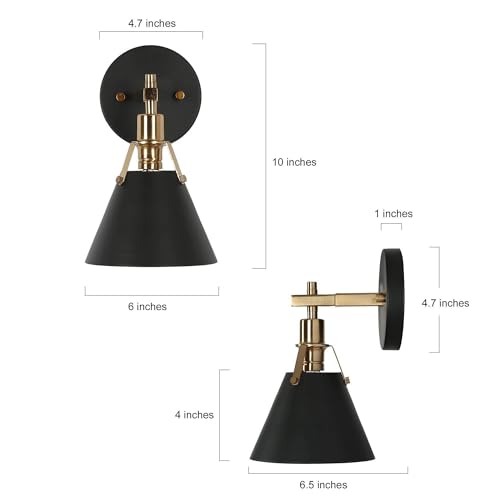 Image of KSANA Black Wall Sconces, Modern Farmhouse Gold Wall Lights for Bedroom, Living Room, Hallway