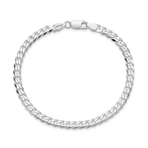 LeCalla Pulsera de plata de ley 925 maciza para hombre, pulsera italiana de eslabones cubanos de corte de diamante de 4,5 mm, fabricada en Italia