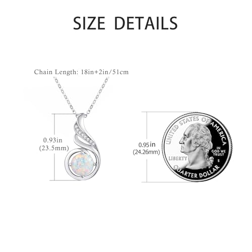 Tangpoet White Fire Opal Pendant Necklace For Women 925 Sterling Silver October Opal Birthstone Jewelry Mothers Day Christmas Birthday Gifts For Her thumb #4