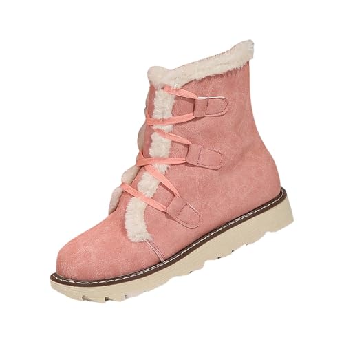 aterproof - Botas de nieve para mujer, modernas, informales, transpirables, planas, informales, para invierno, acolchadas, cálidas, para mujer, Red, 38.5 EU