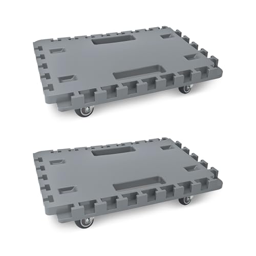 Uholan Furniture Dolly Cart with Wheels, Heavy Duty Cart with Caster Wheels, 16in-11in Furniture Movers with Wheels of 500Lbs Capacity, Small Moving Platform Dolly - 2 Pcs (Grey)