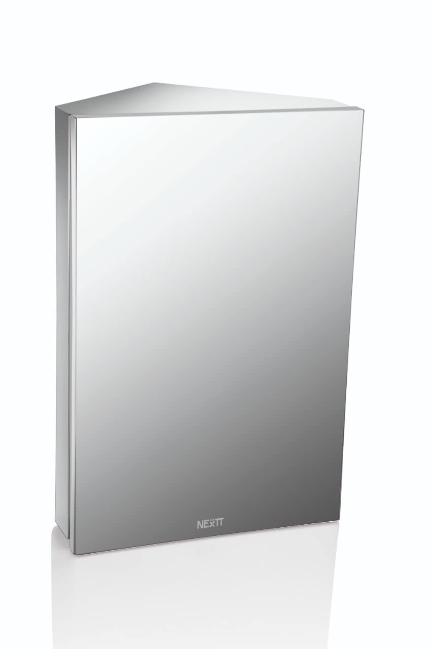 NAVRANG INNOVATIONS Stainless Steel Corner Cabinet with Mirror and Shelves (45 * 30cm) 1 Door-image-12