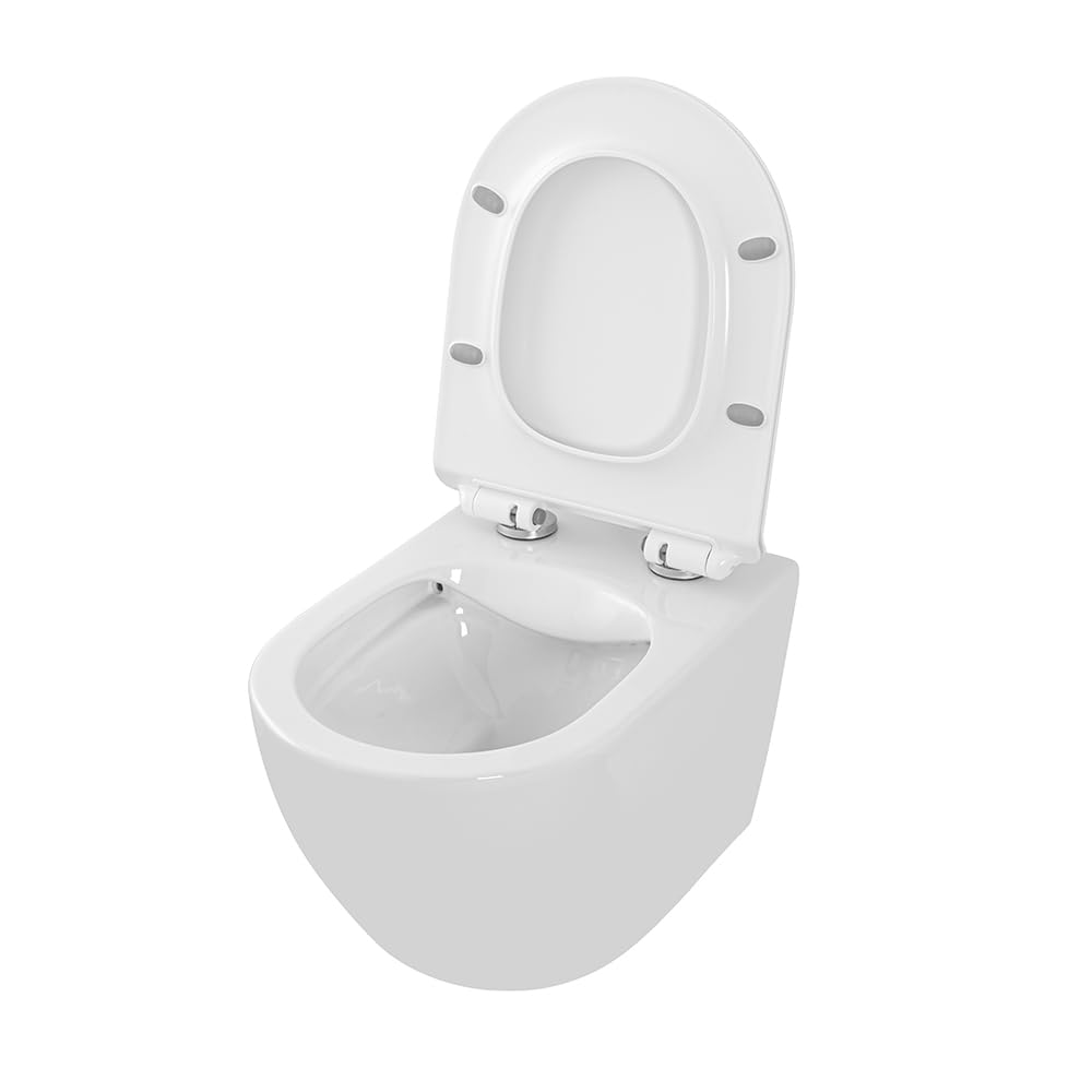Set Sanitari Vaso + Bidet Sospesi Rimless Bianco con Copriwater Soft-Close