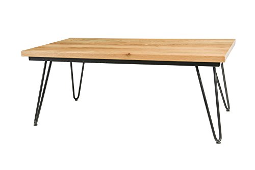 Premium Coffee Table w/ Hairpin Metal Legs, Red Oak Solid Wood Top - Unmatched Quality - Handcrafted in the USA by Amish Artisan Furniture Makers, Contemporary, Industrial Modern