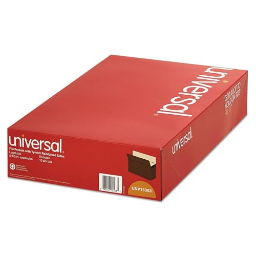 Universal 15363 5 1/4 Inch Expansion File Pockets, Straight, Legal, Redrope/Manila (Box of 10)