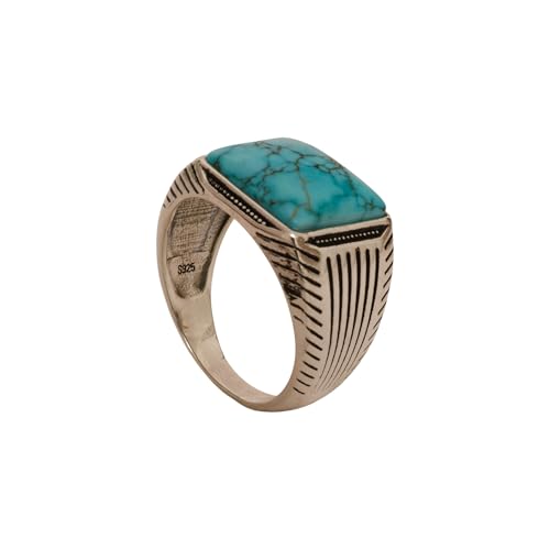 Opulent 925 Sterling Silver Tiger’s Eye or Turquoise Ring- Flat top Tiger's Eye- Goth, Signet and Turkish Men Ring for thumb, index, middle, ring, and pinky finger. December Birthstone
