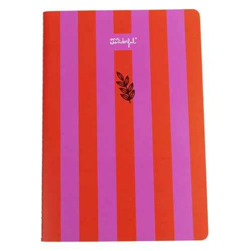 Mr Wonderful - Libreta A5 con hojas Pautadas a Rayas - 40 páginas - notebook - Encuadernación cosida - Rayas rosas y rojas