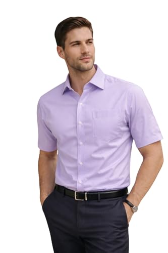 Image of Louis Philippe Men's Regular Fit Easy to Iron Everyday wear Premium Cotton Half Sleeve Solid Formal Shirt