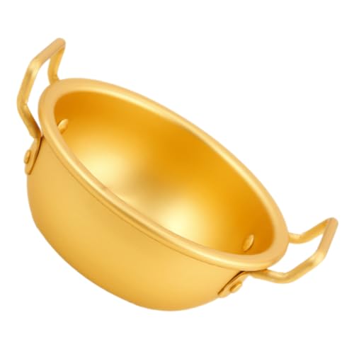 FIXOSHEE Bol de Aluminio Amarillo con Doble para Servir Aperitivos Ensaladas y Sopas Reutilizable Multiusos para Cocina y Reuniones Diarias Elegante y Práctico para Postres y Fideos
