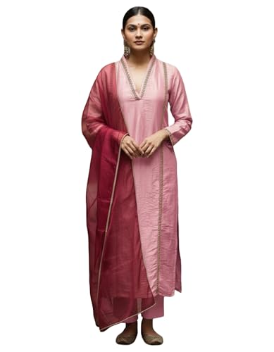 Kurta rose brodée en viscose pour vos soirées et fêtes élégantes