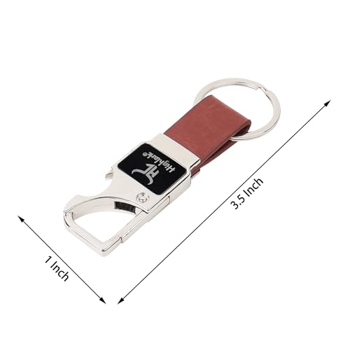 Highlark® Luxury Metal & Leather Keychain |Modern Carabiner Hook |Premium Key Ring for Car, Bike, Office and Home Keys | Stylish Key Holder | Bottel opener keychain