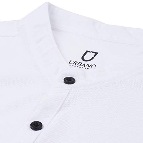 Image of Urbano Fashion Men's Solid Cotton Slim Fit Polo Shirt with Mandarin Collar